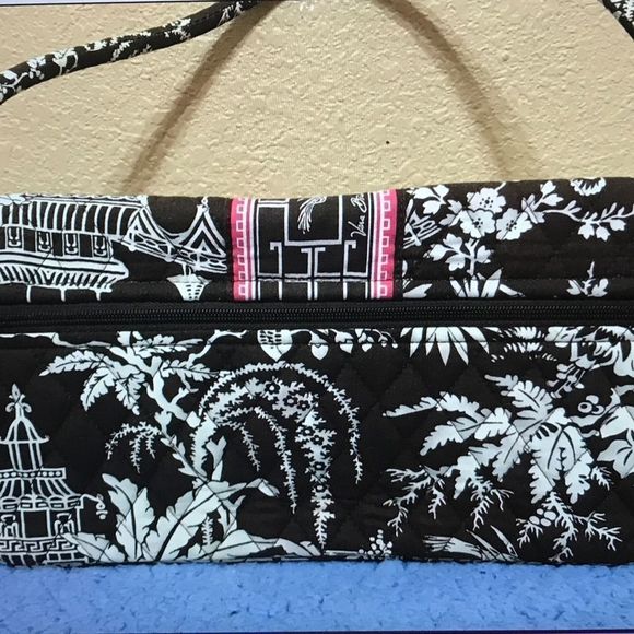 Vera Bradley Shoulder Handbag, Brown with Pink, Vintage - Picture 2 of 8